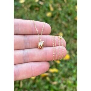14K Gold Plated Necklace with Bronze Apple Charm